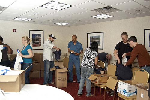 Stuffing Conference Tote Bags at the Financial Blogger Conference Stuffing Conference Tote Bags at the Financial Blogger Conference
